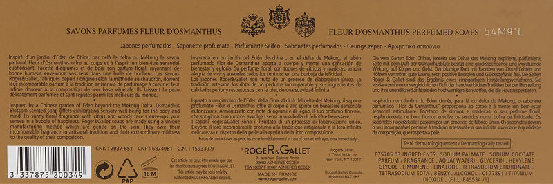Roger & Gallet Fleur d' Osmanthus Perfumed Soap for Women, 3.5 Ounce