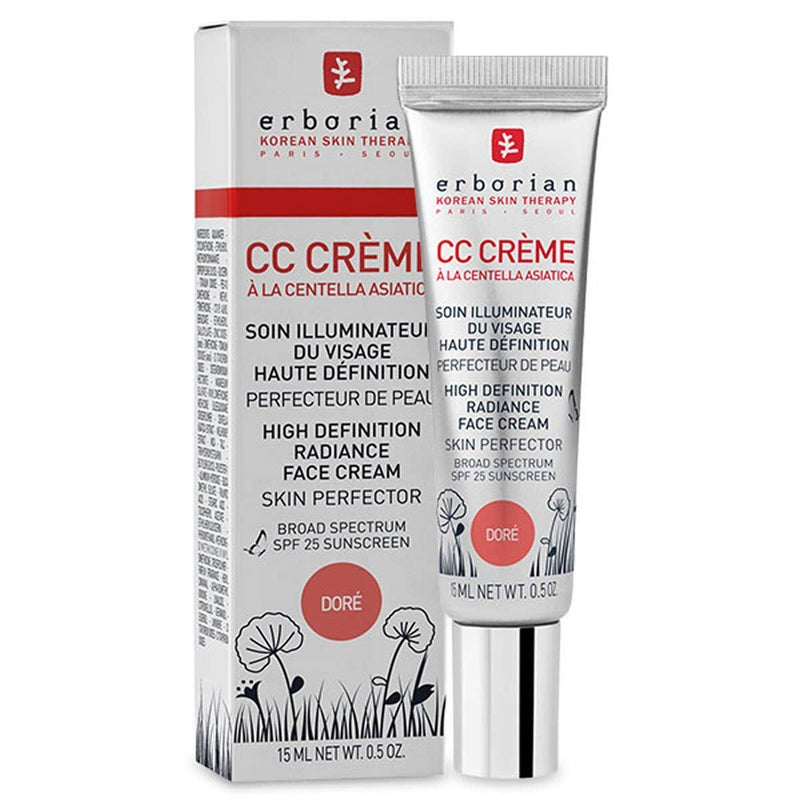 Erborian CC Cream Dore, High Definition Radiance Face Cream UV Protection SPF 25 Soft Texture 0.5 Ounce