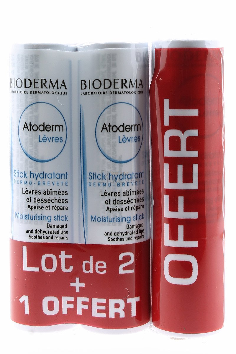 Bioderma Atoderm Lips Moisturising Stick 2 + 1 Free