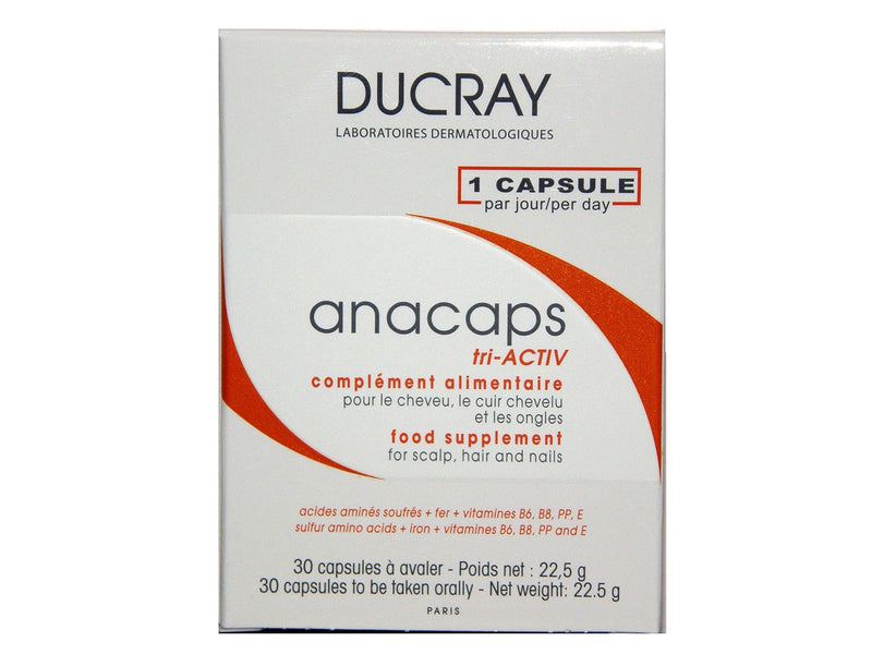 Ducray ANACAPS Tri-Activ 30 CAPSULES for Hair Loss (1 Month Treatment)